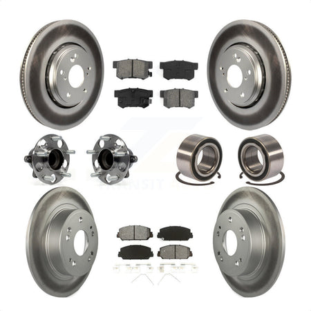 Front Rear Wheel Hub Bearings Assembly Coated Disc Brake Rotors And Semi-Metallic Pads Kit (10Pc) For 2017-2018 Acura ILX KBB-108231 by Transit Auto