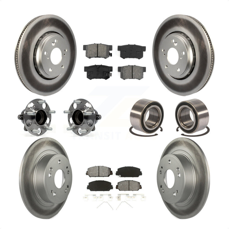 Front Rear Wheel Hub Bearings Assembly Coated Disc Brake Rotors And Semi-Metallic Pads Kit (10Pc) For 2017-2018 Acura ILX KBB-108231 by Transit Auto