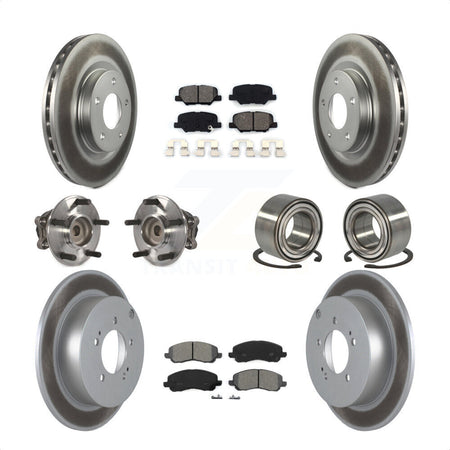 Front Rear Wheel Hub Bearings Assembly Coated Disc Brake Rotors And Semi-Metallic Pads Kit (10Pc) For 2013 Mitsubishi Outlander FWD with 3.0L KBB-108239 by Transit Auto