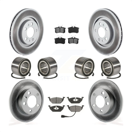 Front Rear Wheel Bearings Coated Disc Brake Rotors And Semi-Metallic Pads Kit (10Pc) For 2004 Volkswagen Golf 2.0L 1.9L KBB-108252 by Transit Auto