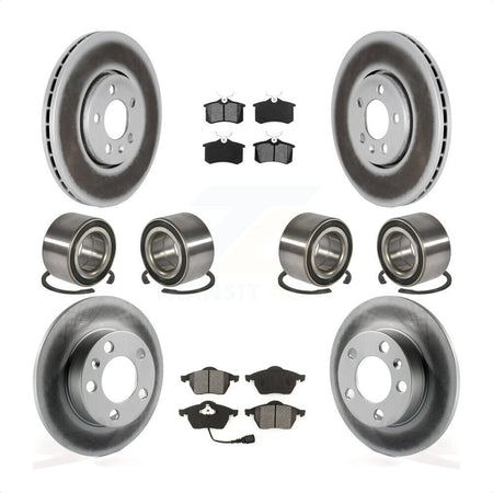 Front Rear Wheel Bearings Coated Disc Brake Rotors And Semi-Metallic Pads Kit (10Pc) For 2004 Volkswagen Golf 2.8L 1.8L KBB-108253 by Transit Auto