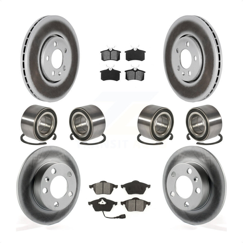 Front Rear Wheel Bearings Coated Disc Brake Rotors And Semi-Metallic Pads Kit (10Pc) For 2004 Volkswagen Golf 2.8L 1.8L KBB-108253 by Transit Auto