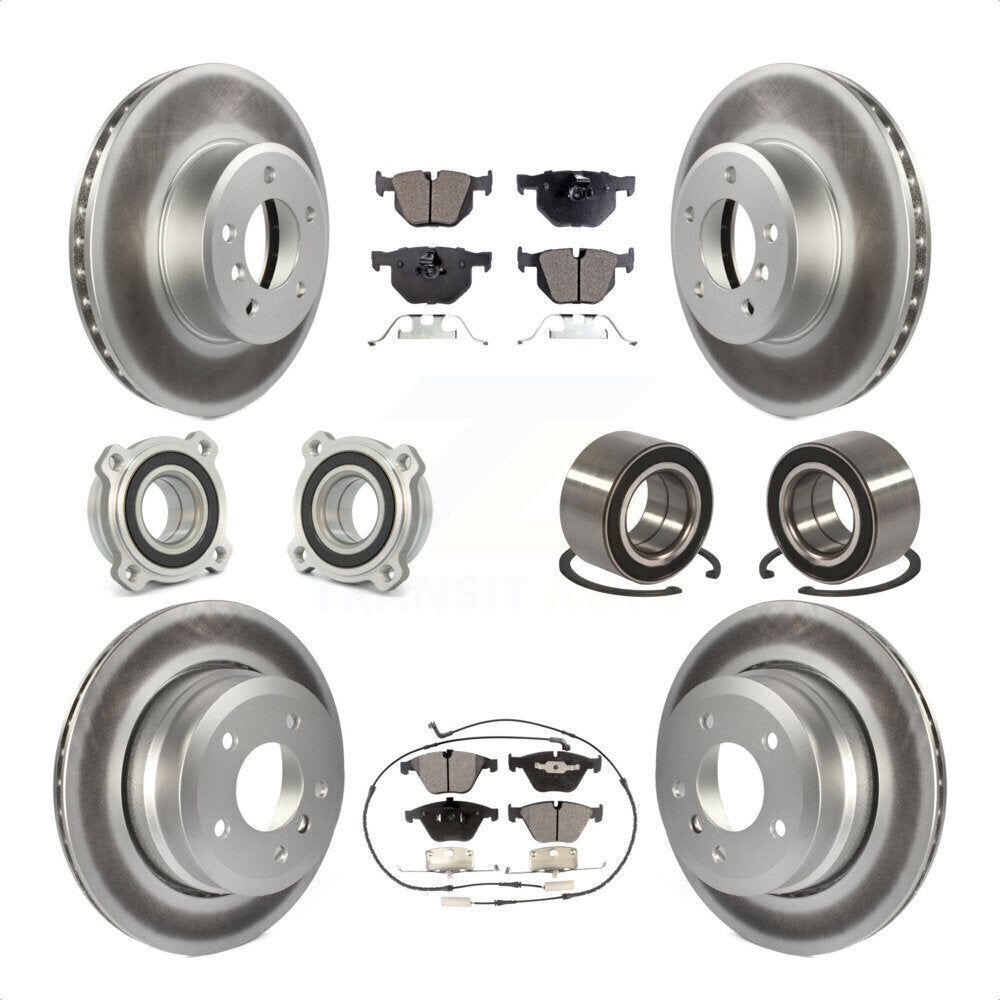 Front Rear Wheel Hub Bearings Assembly Coated Disc Brake Rotors And Ceramic Pads Kit (10Pc) For BMW 535xi 535i xDrive 525xi KBB-108354 by Transit Auto