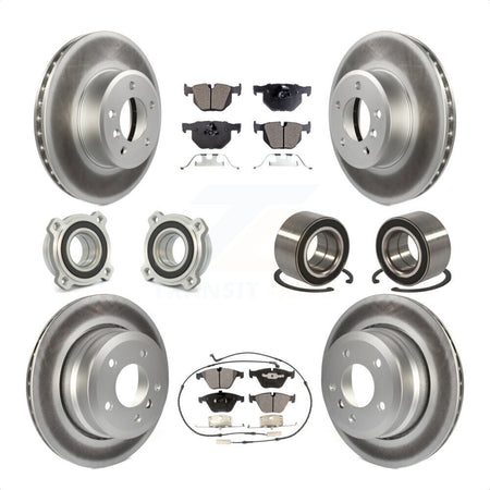 Front Rear Wheel Hub Bearings Assembly Coated Disc Brake Rotors And Ceramic Pads Kit (10Pc) For BMW 535xi 535i xDrive 525xi KBB-108354 by Transit Auto