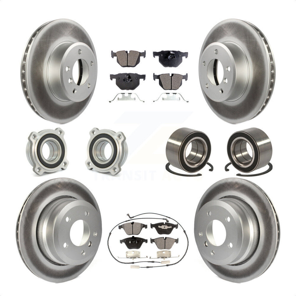 Front Rear Wheel Hub Bearings Assembly Coated Disc Brake Rotors And Ceramic Pads Kit (10Pc) For BMW 535xi 535i xDrive 525xi KBB-108354 by Transit Auto