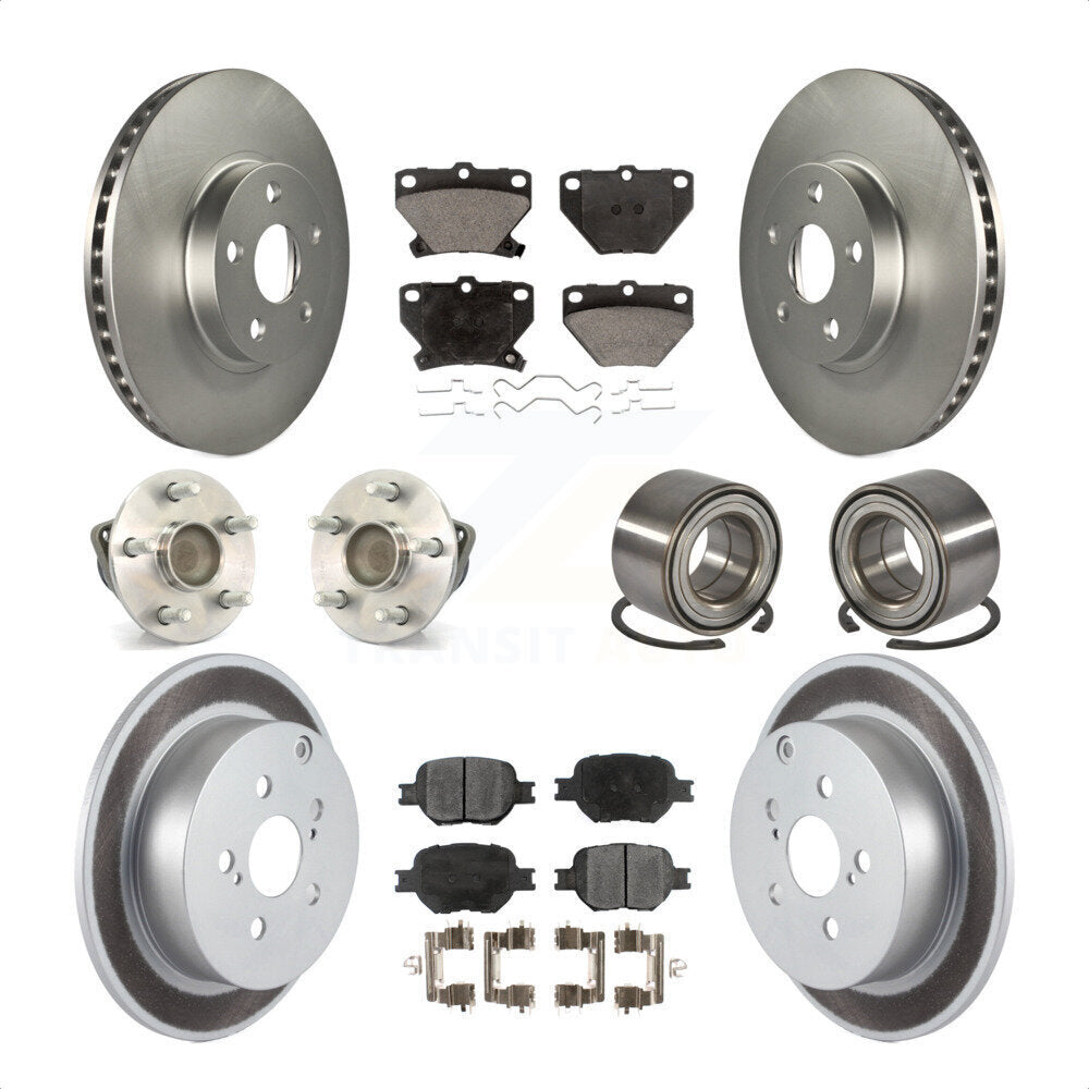Front Rear Wheel Hub Bearings Assembly Coated Disc Brake Rotors And Ceramic Pads Kit (10Pc) For Toyota Celica KBB-108409 by Transit Auto