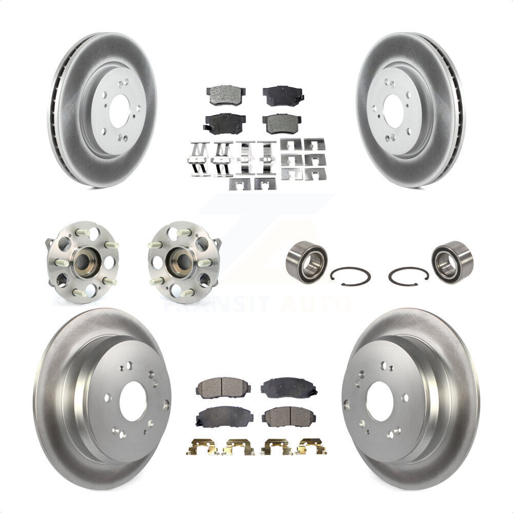 Front Rear Wheel Hub Bearings Assembly Coated Disc Brake Rotors And Ceramic Pads Kit (10Pc) For Acura RDX KBB-108434 by Transit Auto