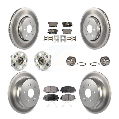 Front Rear Wheel Hub Bearings Assembly Coated Disc Brake Rotors And Ceramic Pads Kit (10Pc) For 2017-2018 Acura RDX AWD KBB-108435 by Transit Auto