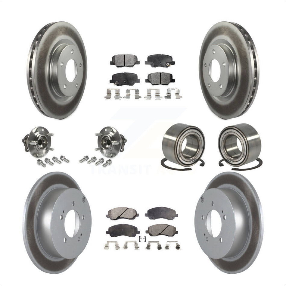 Front Rear Wheel Hub Bearings Assembly Coated Disc Brake Rotors And Ceramic Pads Kit (10Pc) For 2013 Mitsubishi Outlander AWD with 3.0L Without 7 Passenger Seating KBB-108460 by Transit Auto