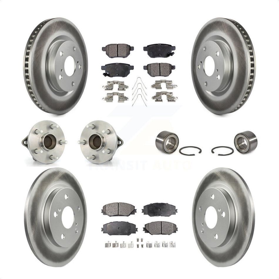 Front Rear Wheel Hub Bearings Assembly Coated Disc Brake Rotors And Ceramic Pads Kit (10Pc) For 2017-2018 Toyota Corolla iM KBB-108471 by Transit Auto