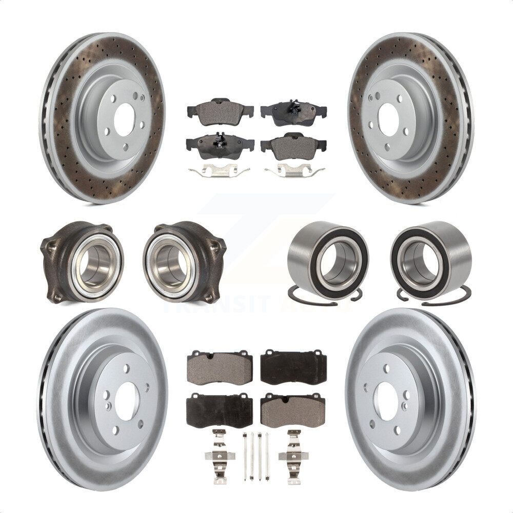 Front Rear Wheel Hub Bearings Assembly Coated Disc Brake Rotors And Ceramic Pads Kit (10Pc) For 2009 Mercedes-Benz S450 Without Sport Package KBB-108486 by Transit Auto