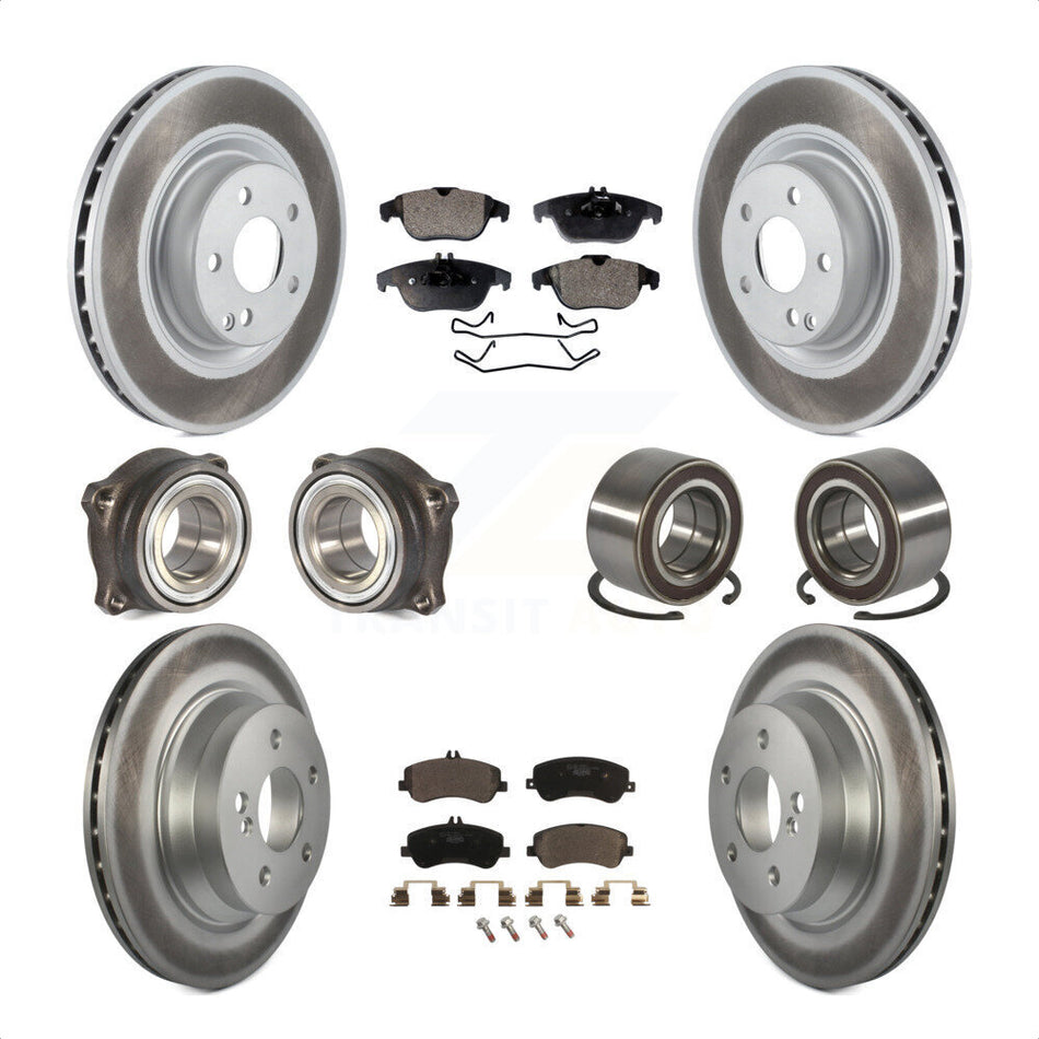 Front Rear Wheel Hub Bearings Assembly Coated Disc Brake Rotors And Ceramic Pads Kit (10Pc) For Mercedes-Benz GLK350 GLK250 KBB-108487 by Transit Auto