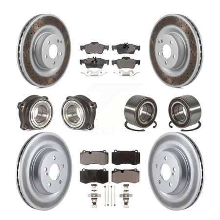 Front Rear Wheel Hub Bearings Assembly Coated Disc Brake Rotors And Ceramic Pads Kit (10Pc) For Mercedes-Benz S550 CL550 S350 KBB-108488 by Transit Auto