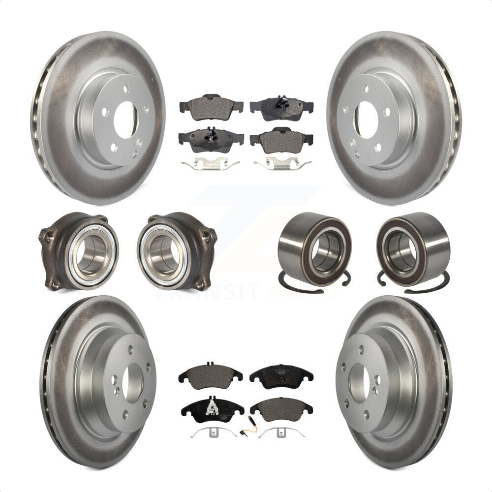 Front Rear Wheel Hub Bearings Assembly Coated Disc Brake Rotors And Ceramic Pads Kit (10Pc) For Mercedes-Benz E350 E400 With 322mm Diameter Rotor KBB-108489 by Transit Auto