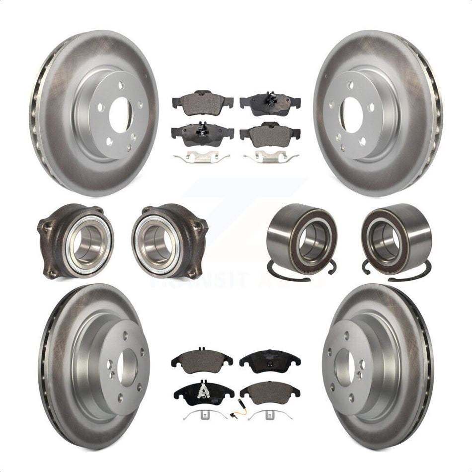 Front Rear Wheel Hub Bearings Assembly Coated Disc Brake Rotors And Ceramic Pads Kit (10Pc) For Mercedes-Benz E350 E400 With 322mm Diameter Rotor KBB-108489 by Transit Auto