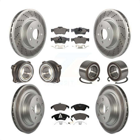 Front Rear Wheel Hub Bearings Assembly Coated Disc Brake Rotors And Ceramic Pads Kit (10Pc) For Mercedes-Benz E350 E400 With 322mm Diameter Rotor KBB-108491 by Transit Auto