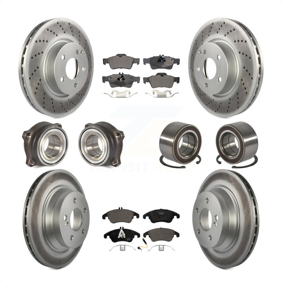 Front Rear Wheel Hub Bearings Assembly Coated Disc Brake Rotors And Ceramic Pads Kit (10Pc) For Mercedes-Benz E350 E400 With 322mm Diameter Rotor KBB-108491 by Transit Auto