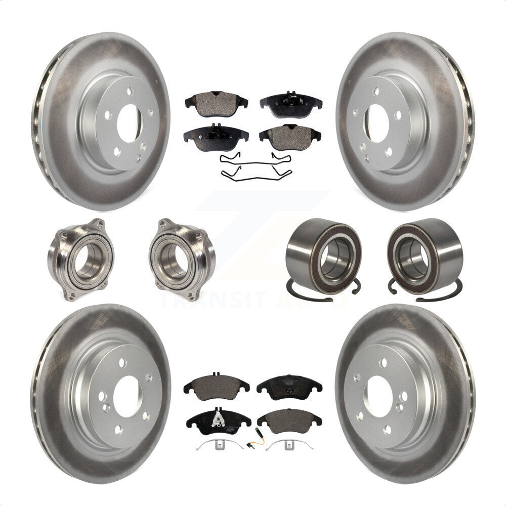 Front Rear Wheel Hub Bearings Assembly Coated Disc Brake Rotors And Ceramic Pads Kit (10Pc) For Mercedes-Benz C300 C350 KBB-108496 by Transit Auto