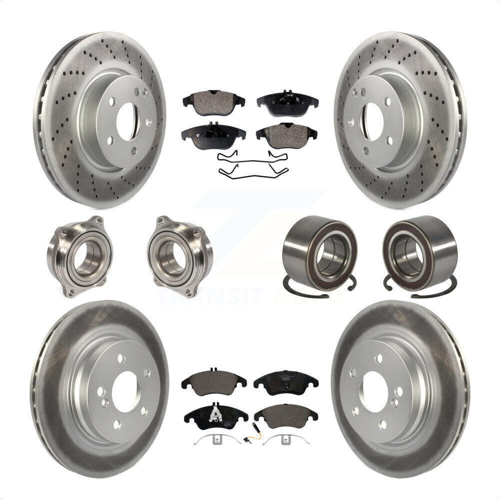 Front Rear Wheel Hub Bearings Assembly Coated Disc Brake Rotors And Ceramic Pads Kit (10Pc) For Mercedes-Benz C300 C350 KBB-108498 by Transit Auto