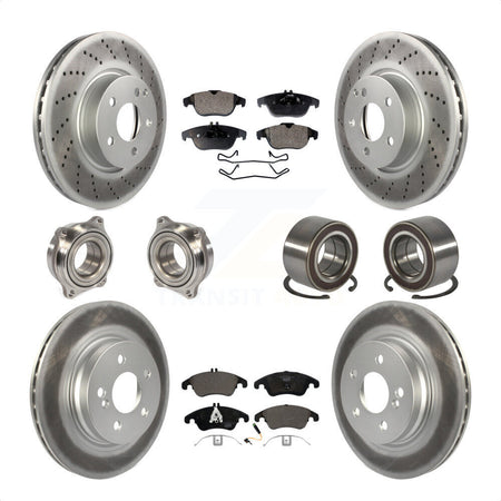 Front Rear Wheel Hub Bearings Assembly Coated Disc Brake Rotors And Ceramic Pads Kit (10Pc) For Mercedes-Benz C300 C350 KBB-108498 by Transit Auto