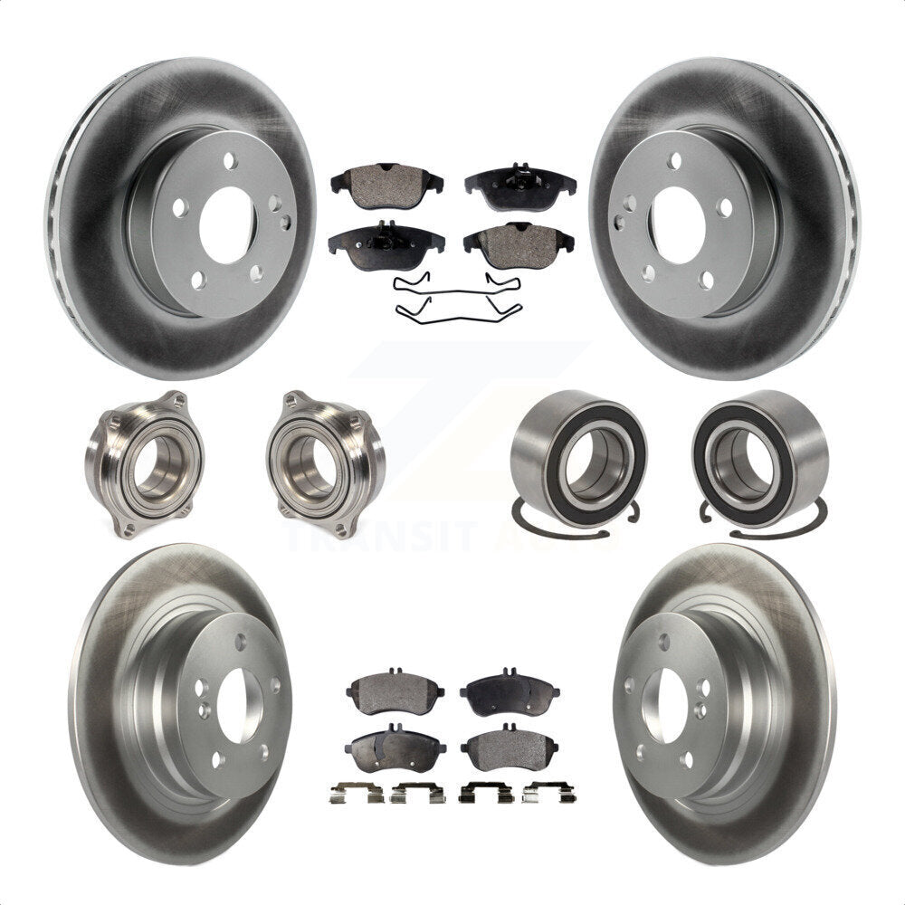 Front Rear Wheel Hub Bearings Assembly Coated Disc Brake Rotors And Ceramic Pads Kit (10Pc) For 2010-2010 Mercedes-Benz C300 C250 AWD KBB-108499 by Transit Auto