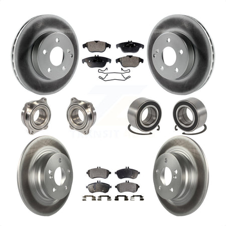 Front Rear Wheel Hub Bearings Assembly Coated Disc Brake Rotors And Ceramic Pads Kit (10Pc) For 2010-2010 Mercedes-Benz C300 C250 AWD KBB-108499 by Transit Auto