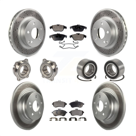 Front Rear Wheel Hub Bearings Assembly Coated Disc Brake Rotors And Ceramic Pads Kit (10Pc) For 2010-2010 Mercedes-Benz C300 C250 AWD KBB-108500 by Transit Auto