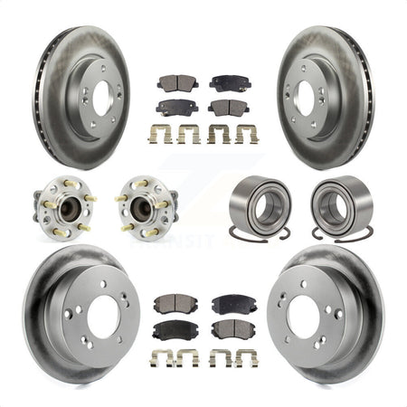 Front Rear Wheel Hub Bearings Assembly Coated Disc Brake Rotors And Ceramic Pads Kit (10Pc) For 2010 Hyundai Sonata 2.4L KBB-108512 by Transit Auto