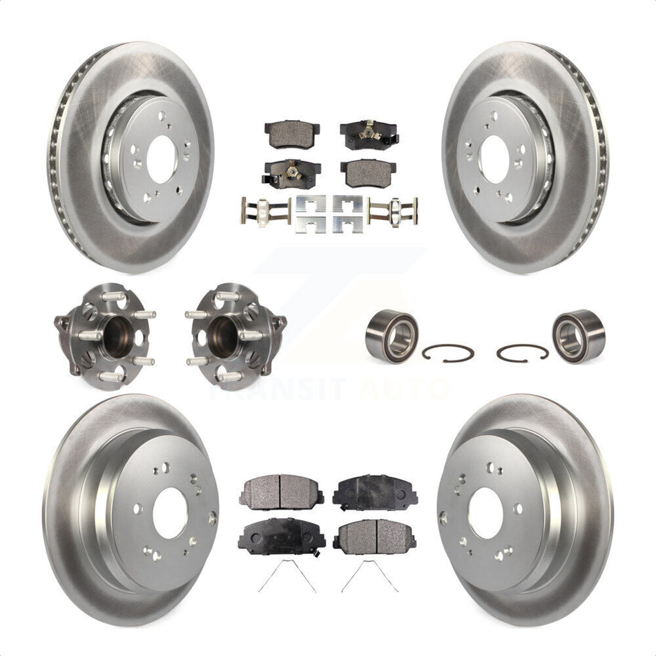 Front Rear Wheel Hub Bearings Assembly Coated Disc Brake Rotors And Ceramic Pads Kit (10Pc) For 2013-2018 Acura RDX FWD KBB-108533 by Transit Auto