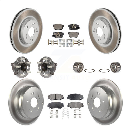 Front Rear Wheel Hub Bearings Assembly Coated Disc Brake Rotors And Ceramic Pads Kit (10Pc) For 2012-2016 Honda CR-V FWD KBB-108534 by Transit Auto