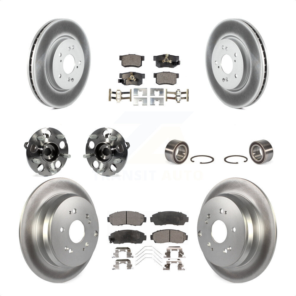 Front Rear Wheel Hub Bearings Assembly Coated Disc Brake Rotors And Ceramic Pads Kit (10Pc) For 2012-2016 Honda CR-V AWD KBB-108573 by Transit Auto