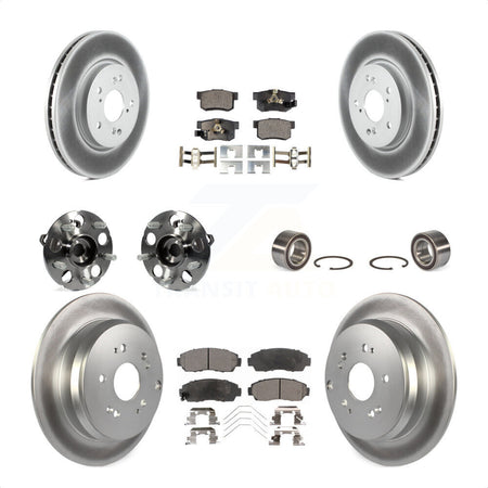 Front Rear Wheel Hub Bearings Assembly Coated Disc Brake Rotors And Ceramic Pads Kit (10Pc) For 2012-2016 Honda CR-V AWD KBB-108573 by Transit Auto
