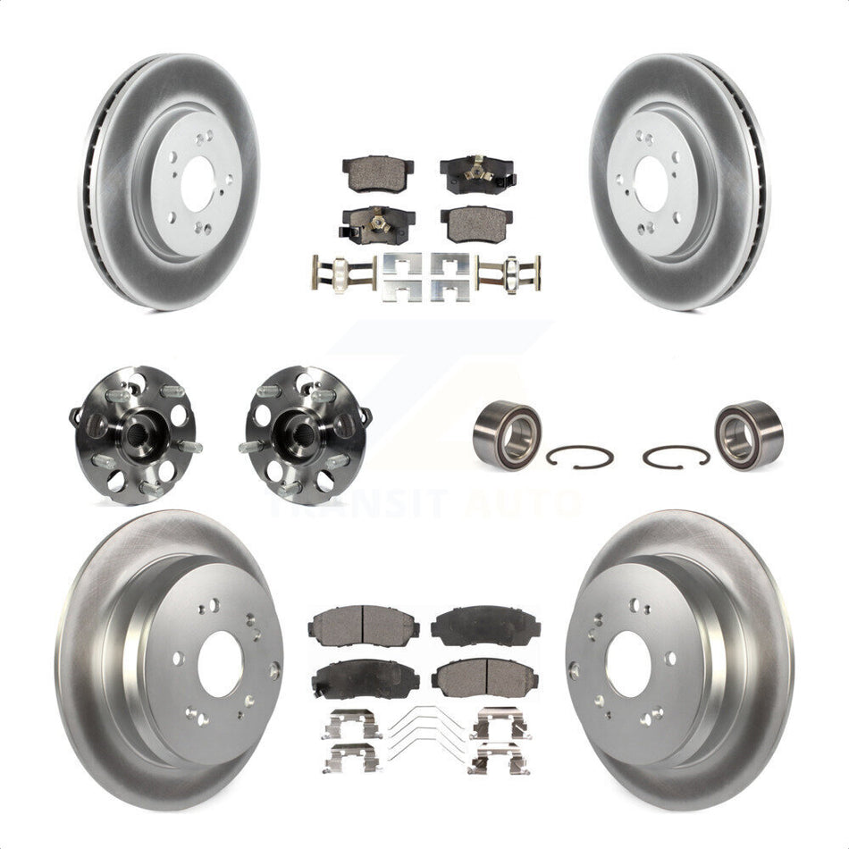Front Rear Wheel Hub Bearings Assembly Coated Disc Brake Rotors And Ceramic Pads Kit (10Pc) For 2012-2016 Honda CR-V AWD KBB-108573 by Transit Auto