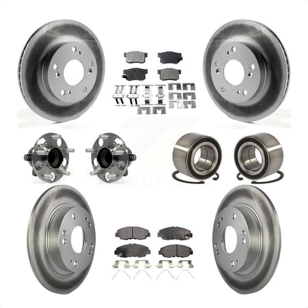 Front Rear Wheel Hub Bearings Assembly Coated Disc Brake Rotors And Ceramic Pads Kit (10Pc) For 2013-2014 Honda Civic LX with Manual transmission KBB-108577 by Transit Auto