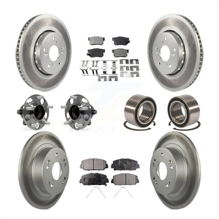 Front Rear Wheel Hub Bearings Assembly Coated Disc Brake Rotors And Ceramic Pads Kit (10Pc) For 2016 Acura ILX KBB-108582 by Transit Auto