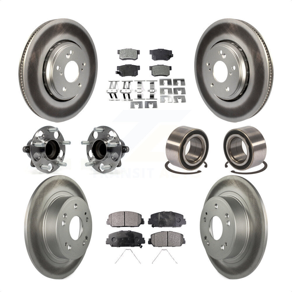 Front Rear Wheel Hub Bearings Assembly Coated Disc Brake Rotors And Ceramic Pads Kit (10Pc) For 2017-2018 Acura ILX KBB-108583 by Transit Auto