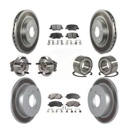 Front Rear Wheel Hub Bearings Assembly Coated Disc Brake Rotors And Ceramic Pads Kit (10Pc) For 2013 Mitsubishi Outlander FWD with 3.0L KBB-108592 by Transit Auto