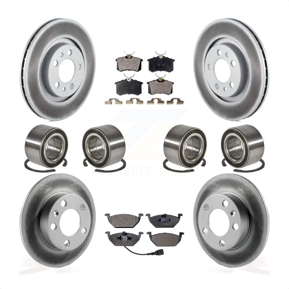 Front Rear Wheel Bearings Coated Disc Brake Rotors And Ceramic Pads Kit (10Pc) For 2004 Volkswagen Golf 2.0L 1.9L KBB-108606 by Transit Auto