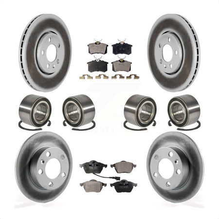 Front Rear Wheel Bearings Coated Disc Brake Rotors And Ceramic Pads Kit (10Pc) For 2004 Volkswagen Golf 2.8L 1.8L KBB-108607 by Transit Auto