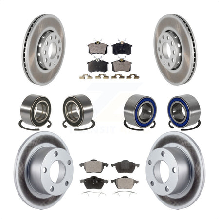 Front Rear Wheel Bearings Coated Disc Brake Rotors And Ceramic Pads Kit (10Pc) For 2000 Volkswagen Passat 1.8L with Turbocharged KBB-108612 by Transit Auto