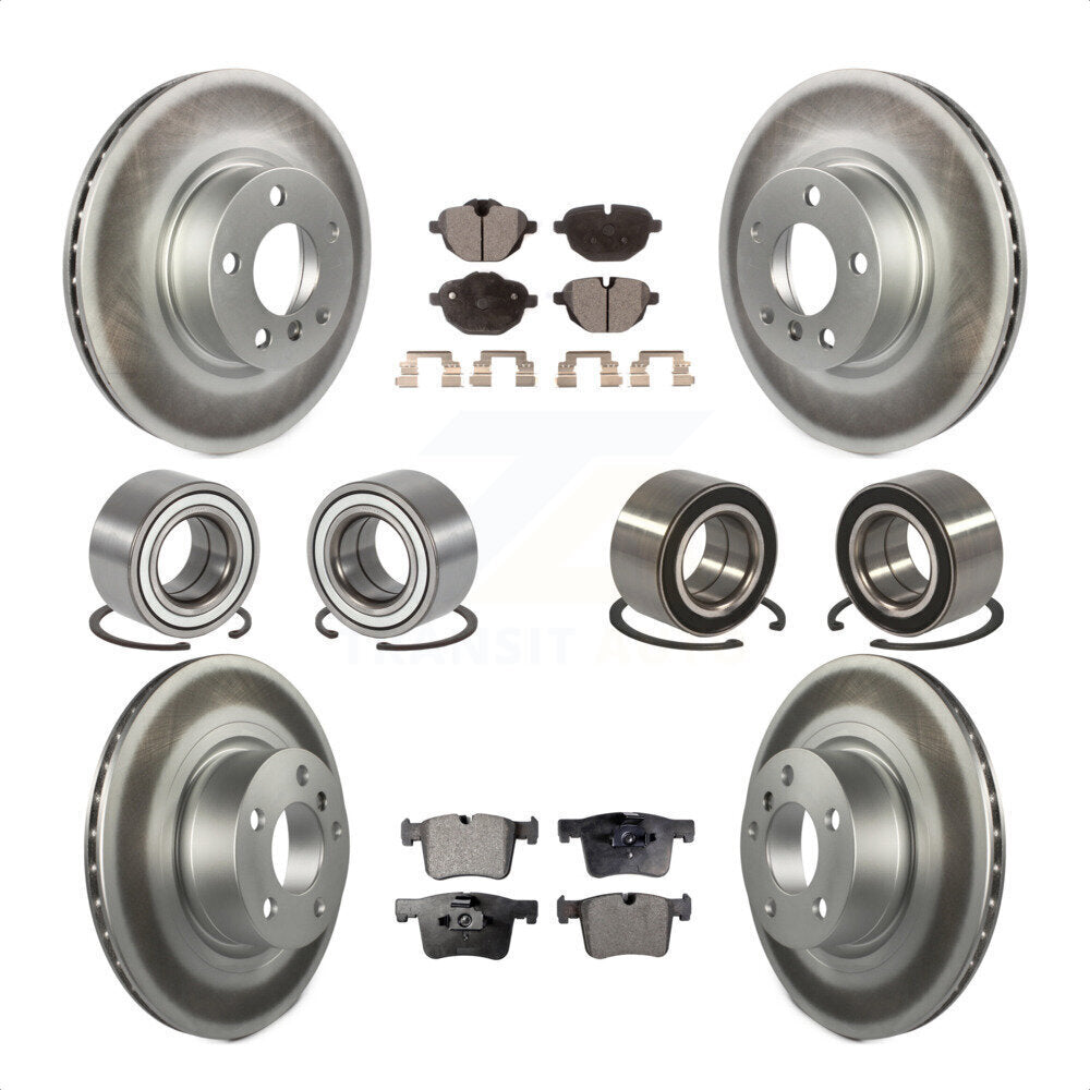 Front Rear Wheel Bearings Coated Disc Brake Rotors And Ceramic Pads Kit (10Pc) For BMW X3 KBB-108628 by Transit Auto