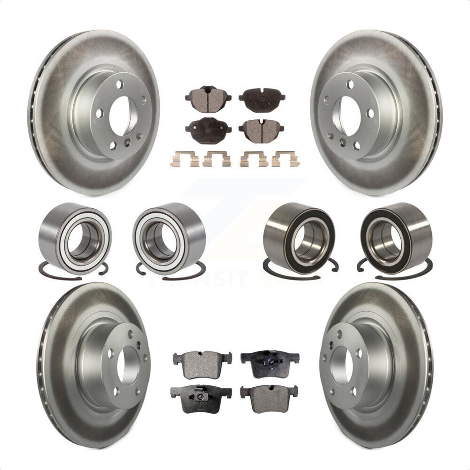 Front Rear Wheel Bearings Coated Disc Brake Rotors And Ceramic Pads Kit (10Pc) For BMW X3 KBB-108628 by Transit Auto