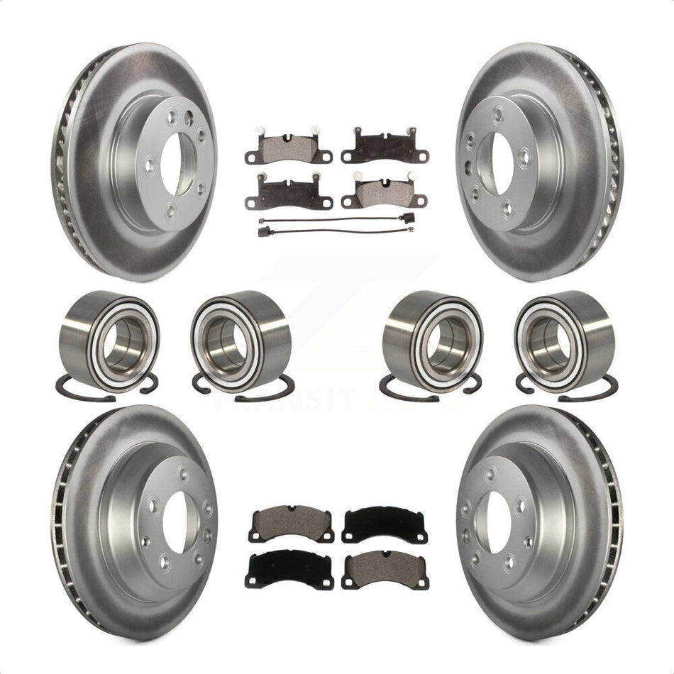 Front Rear Wheel Bearings Coated Disc Brake Rotors And Ceramic Pads Kit (10Pc) For 2016-2017 Volkswagen Touareg KBB-108662 by Transit Auto