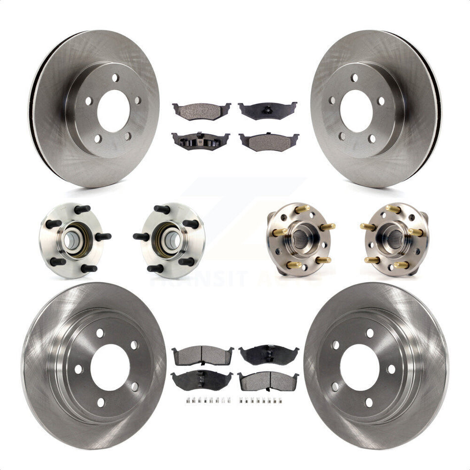 Front Rear Hub Bearings Assembly Disc Brake Rotors And Semi-Metallic Pads Kit (10Pc) For Chrysler Dodge Intrepid Concorde LHS Eagle Vision New Yorker KBB-108757 by Transit Auto