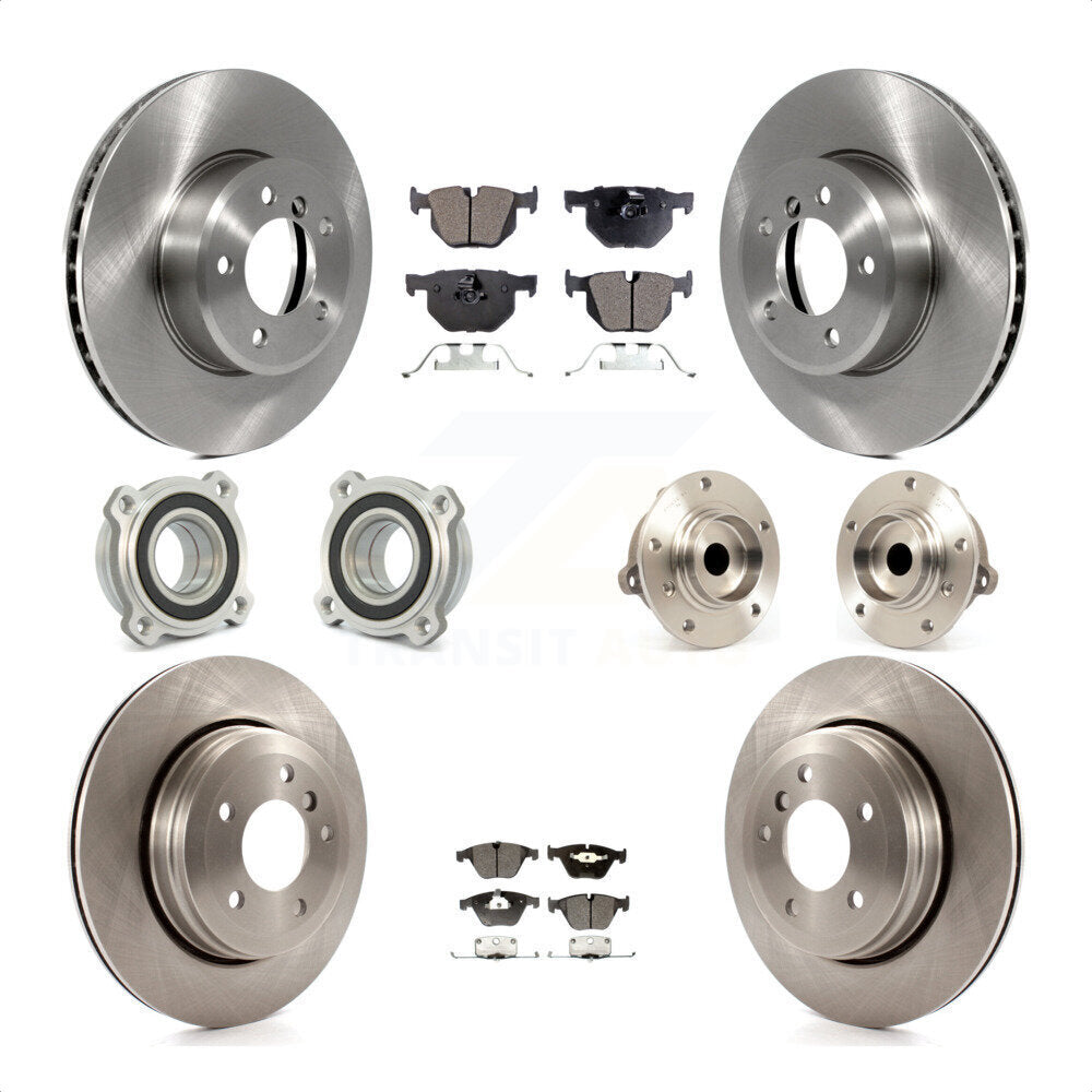 Front Rear Hub Bearings Assembly Disc Brake Rotors And Semi-Metallic Pads Kit (10Pc) For BMW 530i 525i 528i KBB-108782 by Transit Auto