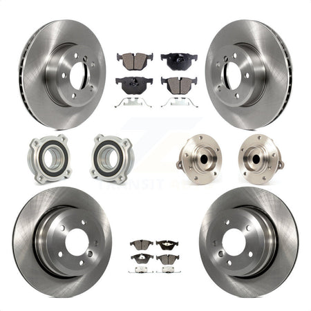 Front Rear Hub Bearings Assembly Disc Brake Rotors And Semi-Metallic Pads Kit (10Pc) For 2010 BMW 528i KBB-108783 by Transit Auto