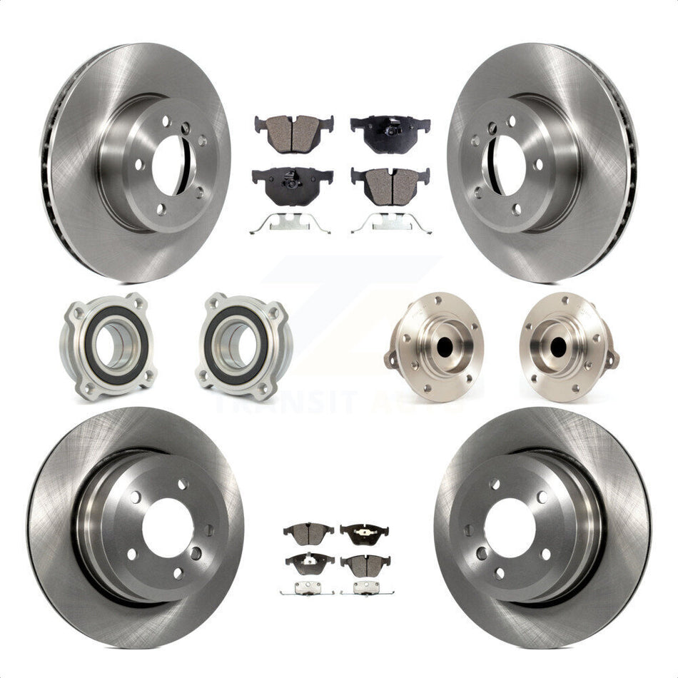 Front Rear Hub Bearings Assembly Disc Brake Rotors And Semi-Metallic Pads Kit (10Pc) For 2010 BMW 528i KBB-108783 by Transit Auto