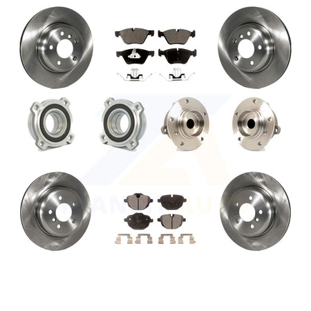 Front Rear Hub Bearings Assembly Disc Brake Rotors And Semi-Metallic Pads Kit (10Pc) For 2011 BMW 528i Without Performance Brakes With 330mm Diameter Rotor KBB-108784 by Transit Auto
