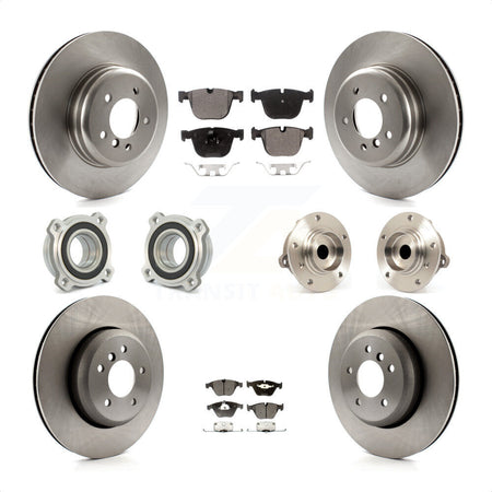 Front Rear Hub Bearings Assembly Disc Brake Rotors And Semi-Metallic Pads Kit (10Pc) For BMW 535i 550i 545i KBB-108785 by Transit Auto