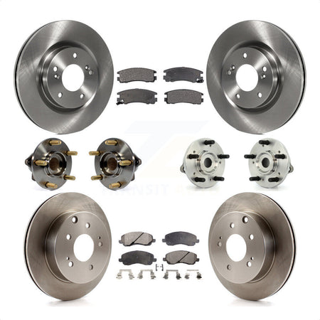Front Rear Hub Bearings Assembly Disc Brake Rotors And Semi-Metallic Pads Kit (10Pc) For 2007 Mitsubishi Galant Ralliart with 3.8L 4-Wheel ABS KBB-108808 by Transit Auto